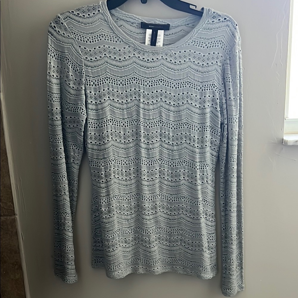 Women's Gray Lace Long Sleeve Top